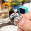 Women's Copper Ring With Zirconia And Geometric Design