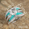 Women's Copper Rings Geometric Oil Painting Design Set With Zirconia