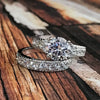 Women's Copper Round Geometric Inlaid Zircon Wedding Engagement Ring Set