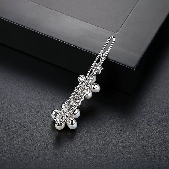 Women’s Copper Side Hair Clip With Freshwater Pearls Zircon Flower Design New Chinese Style