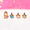 Women's Copper 925 Silver Needle Earrings With Geometric And Cartoon Characters Micro Set Colorful Zircon