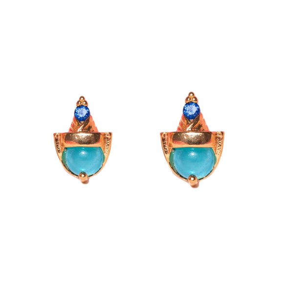Women's Copper 925 Silver Needle Earrings With Geometric And Cartoon Characters Micro Set Colorful Zircon