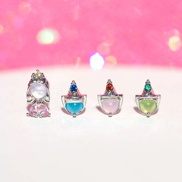 Women's Copper 925 Silver Needle Earrings With Geometric And Cartoon Characters Micro Set Colorful Zircon