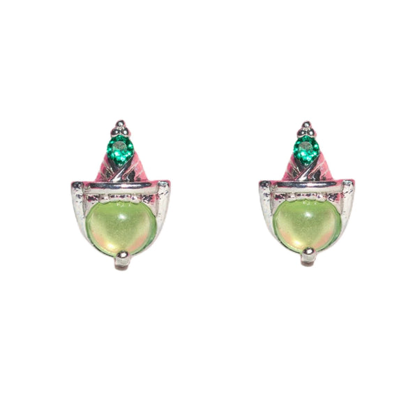 Women's Copper 925 Silver Needle Earrings With Geometric And Cartoon Characters Micro Set Colorful Zircon