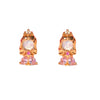 Women's Copper 925 Silver Needle Earrings With Geometric And Cartoon Characters Micro Set Colorful Zircon