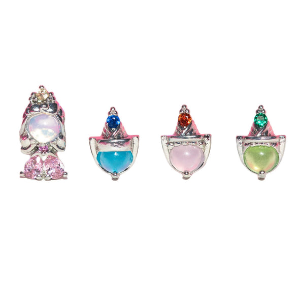 Women's Copper 925 Silver Needle Earrings With Geometric And Cartoon Characters Micro Set Colorful Zircon