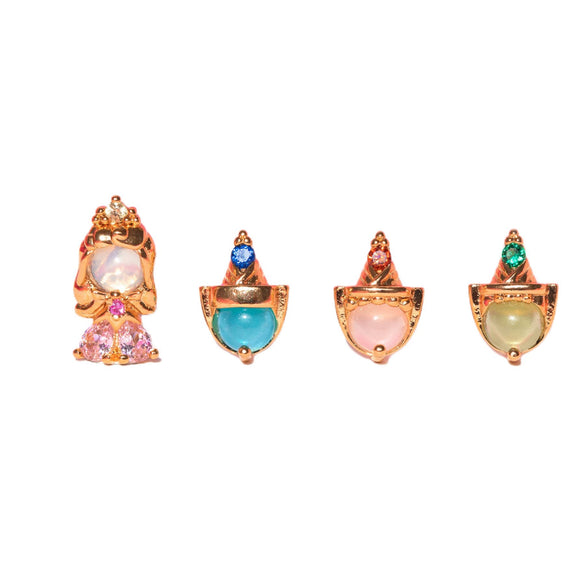 Women's Copper 925 Silver Needle Earrings With Geometric And Cartoon Characters Micro Set Colorful Zircon