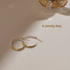 Women's Copper 925 Silver Needle Plated 14K Pearl Geometric Earrings With Electroplating