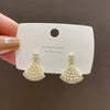 Women's Copper 925 Silver Needle Real Gold Plated Geometric Earrings With Zircon And Pearl