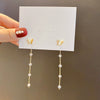 Women's Copper 925 Silver Needle Real Gold Plated Geometric Earrings With Zircon And Pearl
