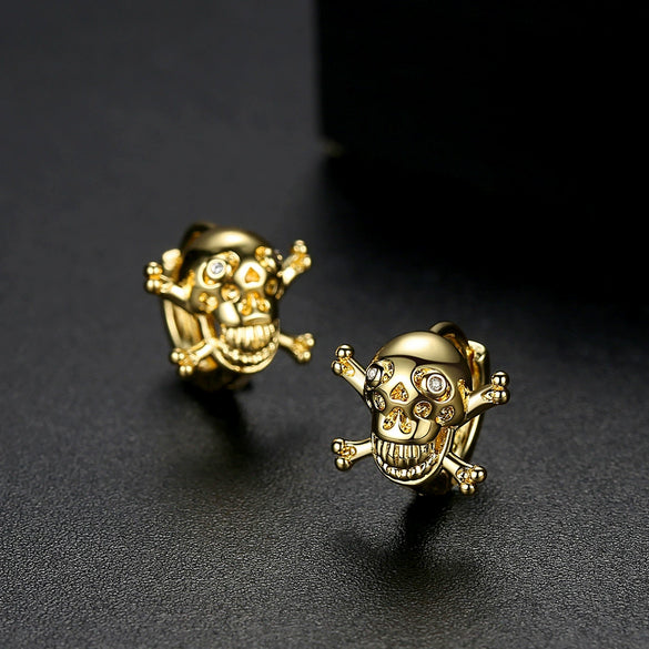 Women's Copper Skull Ear Cuff Earrings With Zircon Simple Geometric Electroplated Metallic Jewelry