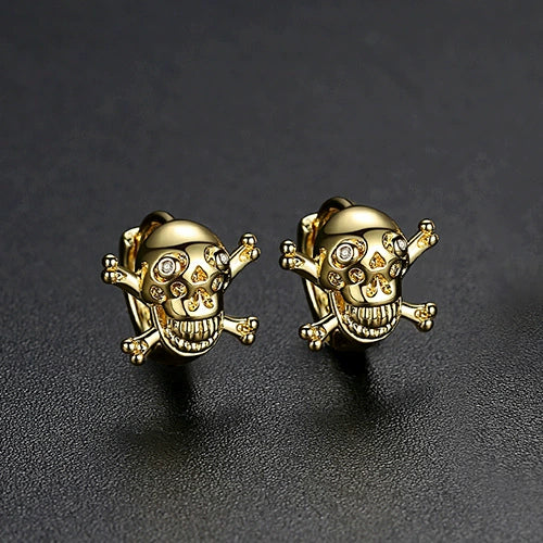 Women's Copper Skull Ear Cuff Earrings With Zircon Simple Geometric Electroplated Metallic Jewelry