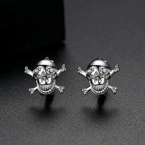 Women's Copper Skull Ear Cuff Earrings With Zircon Simple Geometric Electroplated Metallic Jewelry