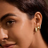 Women's Copper Small Hoop Earring Set With Geometric Design Electroplated Niche Style And Cubic Zirconia Accents