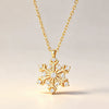 Women's Copper Snowflake Necklace With Zirconia Inlay Geometric Pendant And Oshaped Chain For Festive Winter Style