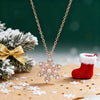 Women's Copper Snowflake Necklace With Zirconia Inlay Geometric Pendant And Oshaped Chain For Festive Winter Style