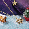 Women's Copper Snowflake Necklace With Zirconia Inlay Geometric Pendant And Oshaped Chain For Festive Winter Style