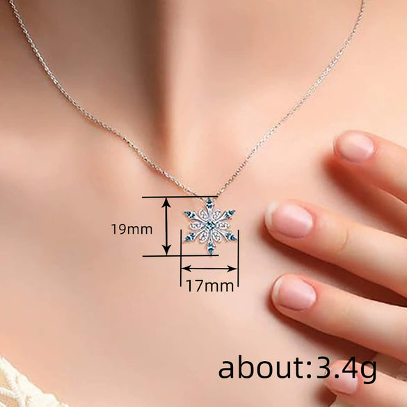 Women's Copper Snowflake Pendant Necklace With Zirconia Geometric Design And Ochain Festive Jewelry