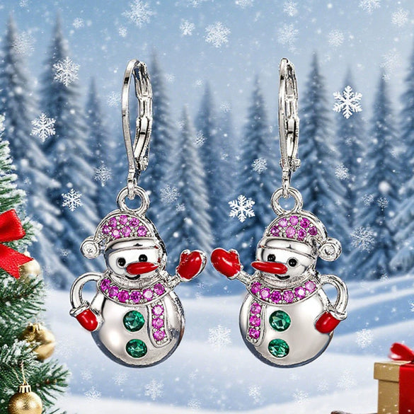 Women's Copper Snowman Christmas Earrings With Cute Festive Design And Holidayinspired Decorative Details
