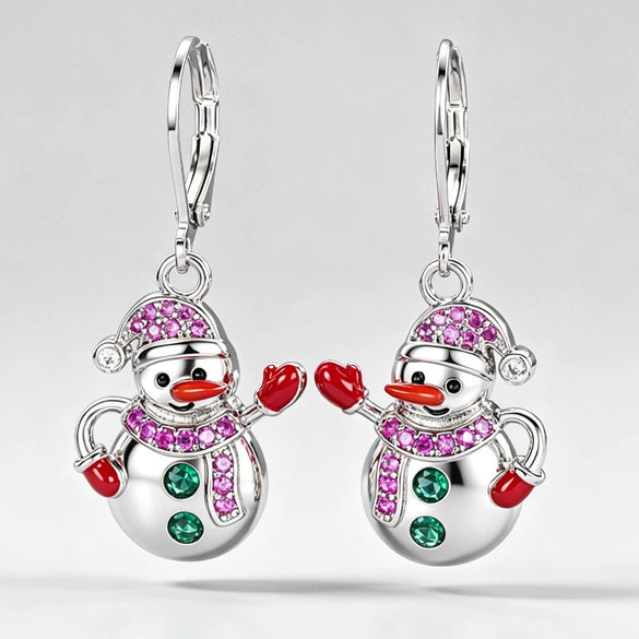 Women's Copper Snowman Christmas Earrings With Cute Festive Design And Holidayinspired Decorative Details