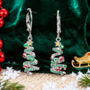 Women's Copper Spiral Christmas Tree Earrings With Star And Oilpainted Ball Details Festive Holiday Jewelry