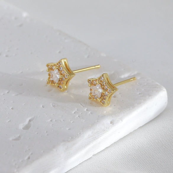 Women's Copper Star Stud Earrings With Electroplating