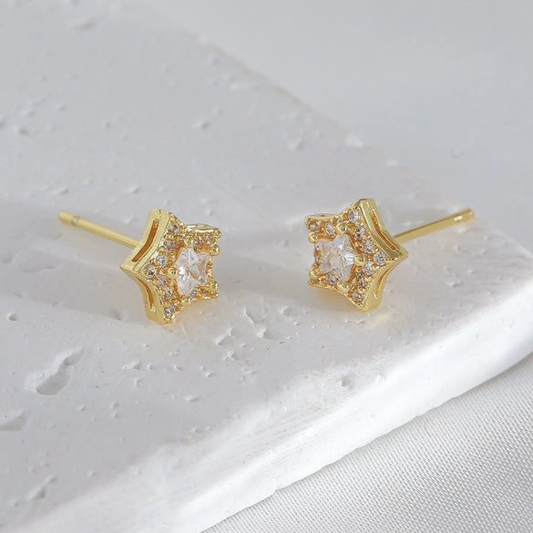 Women's Copper Star Stud Earrings With Electroplating