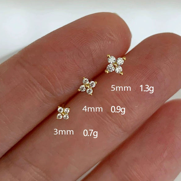 Women's Copper Star Zirconia Mini Flower Earrings