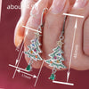 Women's Copper Starry Christmas Tree Drop Earrings With Water Drop Pendant And Starshaped Holiday Design
