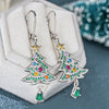 Women's Copper Starry Christmas Tree Drop Earrings With Water Drop Pendant And Starshaped Holiday Design