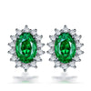 Women's Copper Synthetic Sapphire And Amethyst Color Gemstone Flower Stud Earrings With Diamond Encrusted Princess Style
