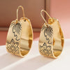 Women's Copper Ushaped Geometric Rhombus Electroplated Earrings With Flower Style