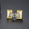 Women's Copper Water Drop Flower Earrings With Zircon Inlay And Electroplated Finish Fashion Jewelry Wholesale