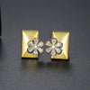 Women's Copper Water Drop Flower Earrings With Zircon Inlay And Electroplated Finish Fashion Jewelry Wholesale