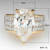 Women's Copper Water Drop Pearshaped Zircon Ring With Simple Microinlaid Square Diamond