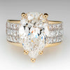 Women's Copper Water Drop Pearshaped Zircon Ring With Simple Microinlaid Square Diamond