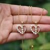 Women’s Copper Water Wave Chain Necklace With Pearl And Zircon Inlaid Heart And Round Geometric Pendant Simple Personality Clavicle Chain