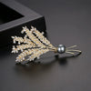 Women's Copper Wheat Ear Flower Brooch With Pearl Detail Electroplated Minimalist Floral Corsage Jewelry Accessory