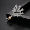 Women's Copper Wheat Ear Flower Brooch With Pearl Detail Electroplated Minimalist Floral Corsage Jewelry Accessory