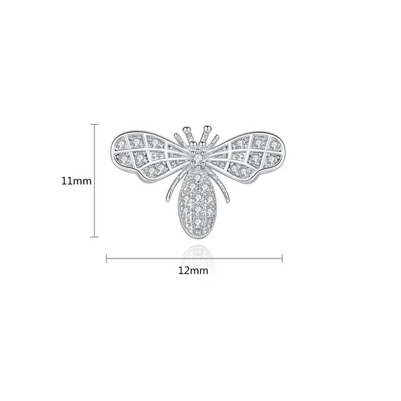Women's Copper Zircon Bee Stud Earrings With Electroplated Insect Design Minimalist Fashion Jewelry