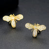 Women's Copper Zircon Bee Stud Earrings With Electroplated Insect Design Minimalist Fashion Jewelry