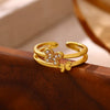 Women's Copper Zircon Butterfly Open Ring With Cute Animal Design And Gold Plated Finish Wholesale Fashion Jewelry
