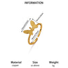 Women's Copper Zircon Butterfly Open Ring With Cute Animal Design And Gold Plated Finish Wholesale Fashion Jewelry