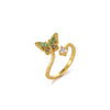Women's Copper Zircon Butterfly Open Ring With Cute Animal Design And Gold Plated Finish Wholesale Fashion Jewelry