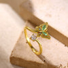 Women's Copper Zircon Butterfly Open Ring With Cute Animal Design And Gold Plated Finish Wholesale Fashion Jewelry