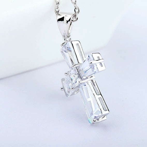 Women's Copper Zircon Cross Necklace With Geometric Pendant And Electroplated Finish Fashion Jewelry Wholesale
