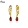 Women's Copper Zircon Drop Earrings With Creative Courtinspired Design And Elegant Statement Style