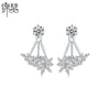 Women's Copper Zircon Earrings With Geometric Flower Design Electroplated Fashion Jewelry Gift