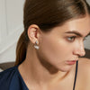 Women's Copper Zircon Earrings With Geometric Flower Design Electroplated Fashion Jewelry Gift