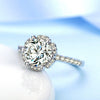 Women's Copper Zircon Flower Ring Simple Light Luxury Imitation Moissanite Style Engagement Wedding Jewelry